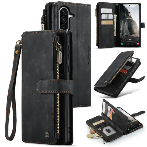 Samsung Galaxy A36 CaseMe C30 Card Slots Zipper Wallet Leather Phone Case - Black